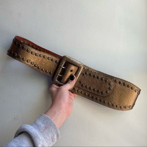 Be & E Chunky Studded Metallic Gold Panled Belt